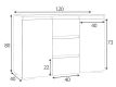 Komód nappaliba fiókos 120 cm fehér