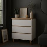 Komód skandináv stílusu szín fehér tölgy craft 80 cm