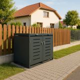 Fém tároló 2 kukához 132 × 116 × 80 cm antracit