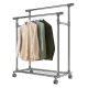 Fém ruhaállvány kerekeken 2 rúddal + polcokkal