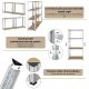 Easy tároló polc készlet 2 db 4 polcos fém és MDF 160x80