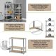 Easy tároló polc készlet 2 db 4 polcos fém és MDF 160x80