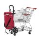Könnyű piros bevásárlókocsi hálós zsebbel
