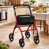 Mobil járókeret 110 kg forgó kerék/ táska aluminium piros