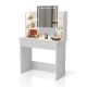 Modern fehér sminkasztal LED tükörrel és polcokkal Zoey
