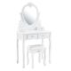 Fehér Julia sminkasztal szív alakú tükörrel és zsámollyal