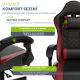Ergonomikus gamer szék fekete/piros párnákkal