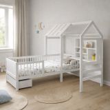 Gyerekágy-ház tárolóhellyel és asztallal fehér