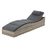 Kerti összecsukható napozóágy polirattan  200x60 cm szürke