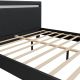 Modern kárpitozott ágy 140x200 LED és léces vázzal fekete