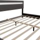 Modern szürke kárpitozott ágy 180x200 LED-del és léces vázza