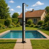 Kültéri napelemes zuhany 40 L esőfejjel és szabályozással