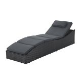 Polirattan összecsukható nyugágy 200 x 60 x 40 cm fekete