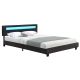 Kárpitozott modern ágy 160x200 LED és léces vázzal fekete