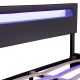 Kárpitozott modern ágy 160x200 LED és léces vázzal fekete