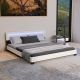 Kárpitozott modern ágy 180 x 200 LED és léces vázzal