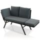Polyrattan multifunkcionális pad 132 x62x84 cm fekete/szürke