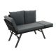 Polyrattan multifunkcionális pad 132 x62x84 cm fekete/szürke