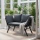 Polyrattan multifunkcionális pad 132 x62x84 cm fekete/szürke
