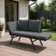 Polyrattan multifunkcionális pad 132 x62x84 cm fekete/szürke