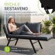 Polyrattan multifunkcionális pad 132 x62x84 cm fekete/szürke