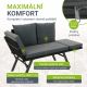 Polyrattan multifunkcionális pad 132 x62x84 cm fekete/szürke