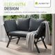 Polyrattan multifunkcionális pad 132 x62x84 cm fekete/szürke