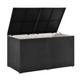 Polyrattan kerti tároló box 950 L fekete erősített fedél