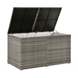 Polyrattan kültéri tároló láda 950 L szürke erősített fedő