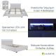 Modern ágy 140x200 cm LED lámpával és tárolóhellyel, fehér