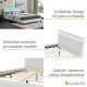 Modern fehér kárpitozott ágy 140x200 LED-del, ágyráccsal