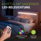 Modern kárpitozott ágy 90x200 LED-del és léces vázzal fehér
