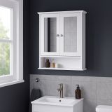 Fürdőszobaszekrény tükrörrel 56×58 cm fehér függesztékkel