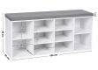 Cipőszekrény paddal és párnával 104×30×48 cm 10 rekesz fehér