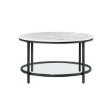 VASAGLE Konferenciaasztal fehér márvány üvegpolccal