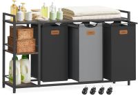 VASAGLE Szennyes kosár 3 rekeszes 150 L barna-fekete