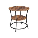 Kerek asztal polccal  fém váz 55 cm rusztikus barna