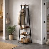 Fogas polcokkal és akasztókkal barna/fekete