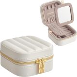 Kis utazó ékszerdoboz tükörrel és rekeszekkel fehér