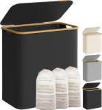 Szennyestartó kosár  150 L 3 rekesszel fekete bambusz