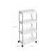 Mobil polc keskeny görgős 4 szintes 40 x 22 x 86 cm fehér