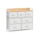 Komód 7 fiókos fehér/fa dekoráció  98 x 28,5 x 85 cm