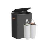 Kétkamrás szennyeskosár fedéllel  56 x 40 x 75 cm fekete