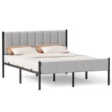 Franciaágy kárpitozott fejtámlával  207x161,5 cm szürke