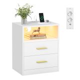 Modern éjjeliszekrény LED USB-C 2 aljzattal fehér