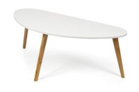 Dohányzóasztal bambusz lábakkal 120x45x60 cm fehér