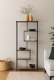 Fém állvány fa polcokkal 77 x 185 x 35 cm fekete