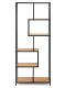 Fém állvány fa polcokkal 77 x 185 x 35 cm fekete