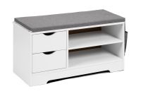 Cipőszekrény paddal fehér/szürke 80 x 43 x 30 cm