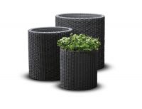 Keter Virágcserép készlet polyrattan CYLINDER 3in1 antracit